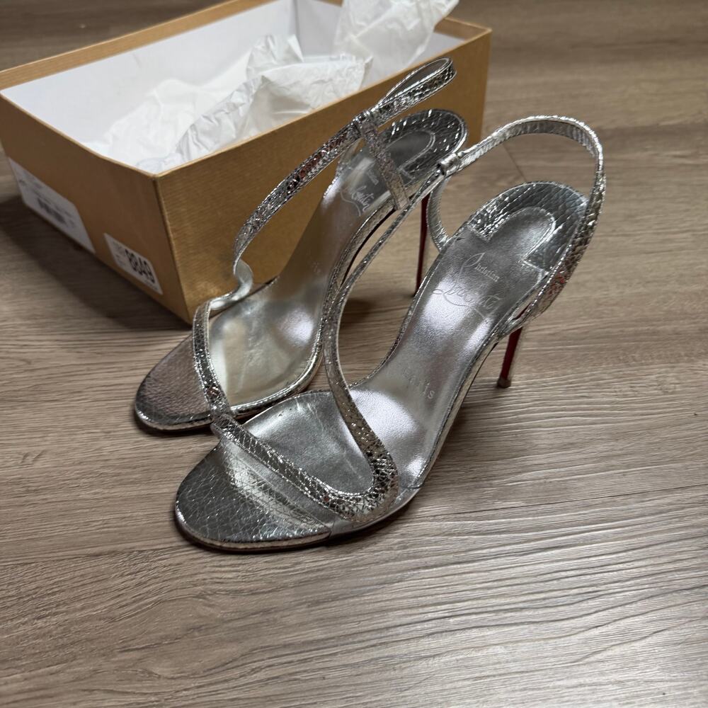 Christian Louboutin Rosalie 100 Heel Sandal Silver